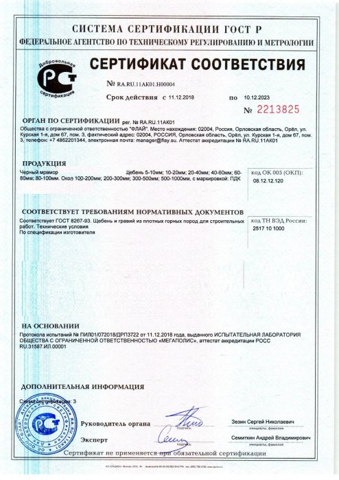 Сертификат на черный мрамор в Нововоронеже 
