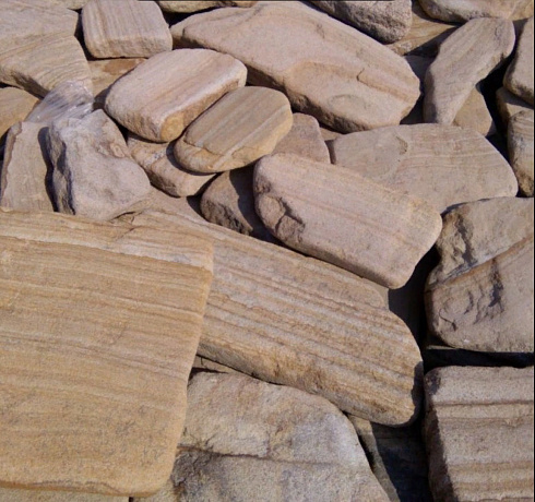 Kamenclub.ru: Песчаник пластушка галтованный желтый с рисунком (3 см)  купить в Нововоронеже плитняк - пластушка желтый песчаник 21000 руб/м3   фото КАМЕНЬ КЛУБ