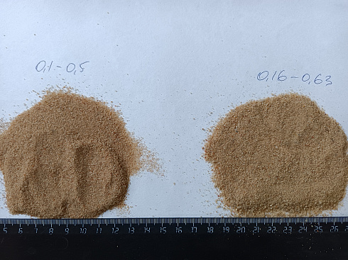 Кварцевый песок для площадок фр. 0,16-0,63 мм.  купить в Нововоронеже фото Камень Клуб