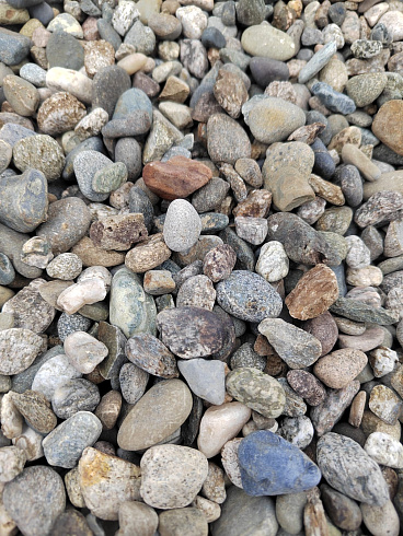 Kamenclub.ru: Галька речная окат (серая) фр.10-20 мм купить  в Нововоронеже галька речная серая, серый, темно-серый, светло-серый, коричневый ландшафтная декоративная речная окатанная округлая галька 5000 руб/т   фото КАМЕНЬ КЛУБ