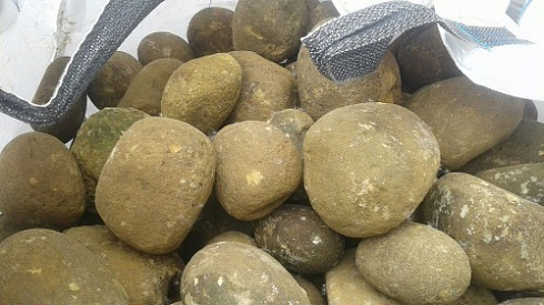 Kamenclub.ru: Песчаник ядра, фр. 100-300 мм  купить в Нововоронеже песчаник бежевый серый рыжий речная галька 5 000 руб/т   фото КАМЕНЬ КЛУБ