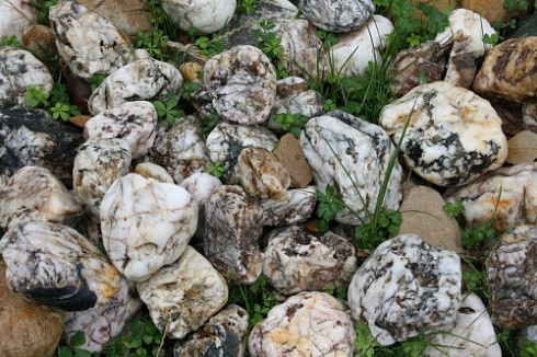 Kamenclub.ru: Кварцевый валунчик фр.100-300 мм.  купить в Нововоронеже кварц белый, бежевый молочный рыжий крупный природный камень галечник 7850 руб/т   фото КАМЕНЬ КЛУБ